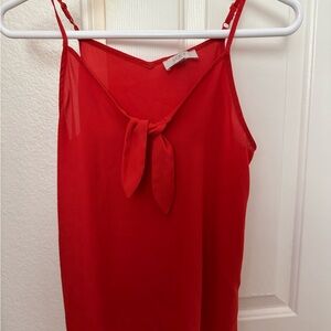 LOFT Vibrant Red Camisole with Bow Detail